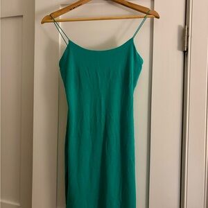 Wilfred Teal Slip Midi Dress with Spaghetti Straps